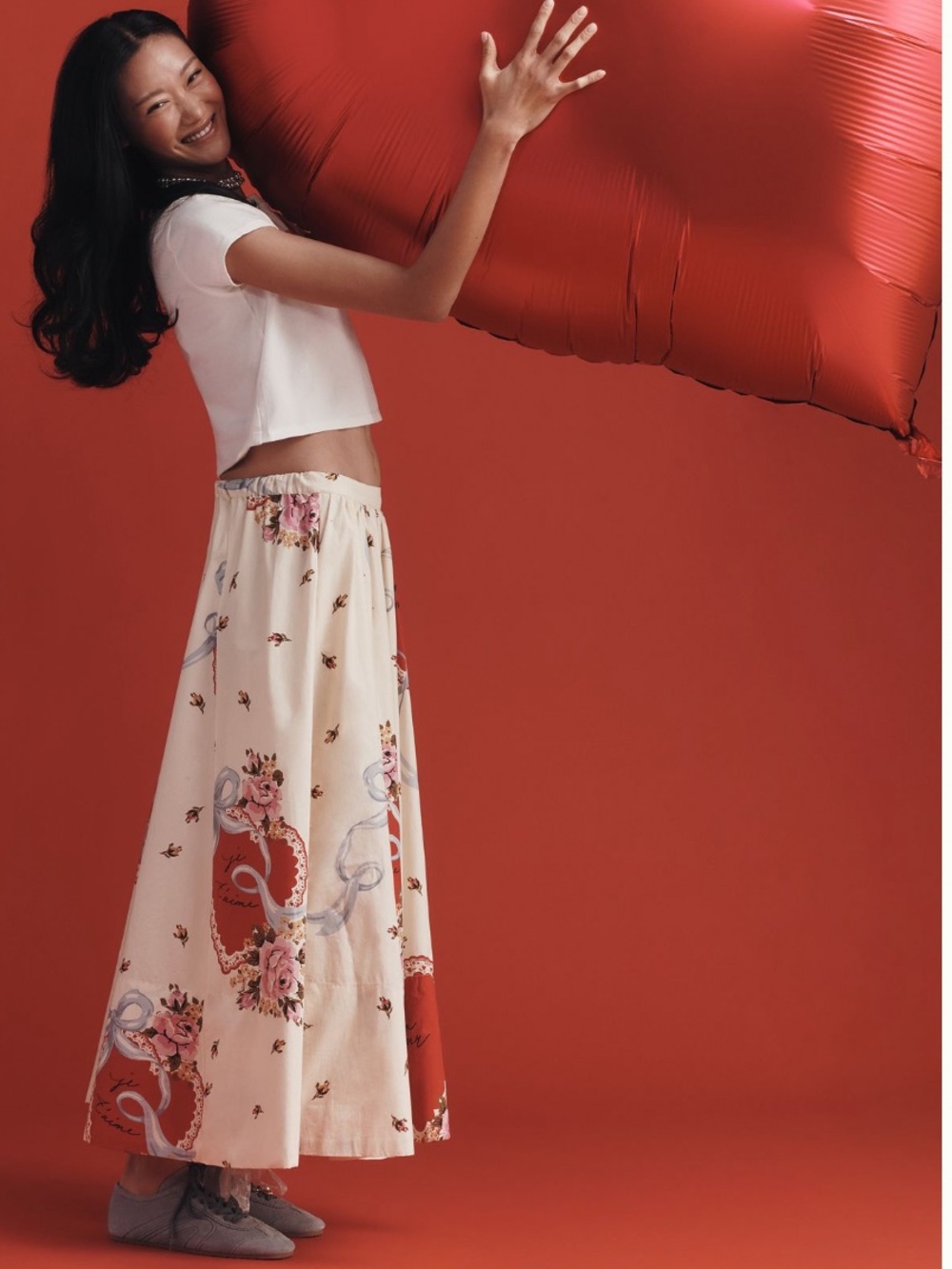 NWT Anthropologie Maeve Jacie Poplin Vintage Heart Floral Print Maxi Skirt S - Picture 3 of 17